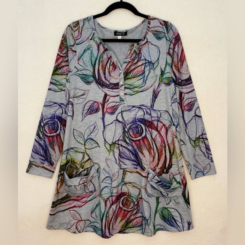 Fresh Fx Multicoloured Tunic / Dress with Abstract Design & Unique Front Pockets